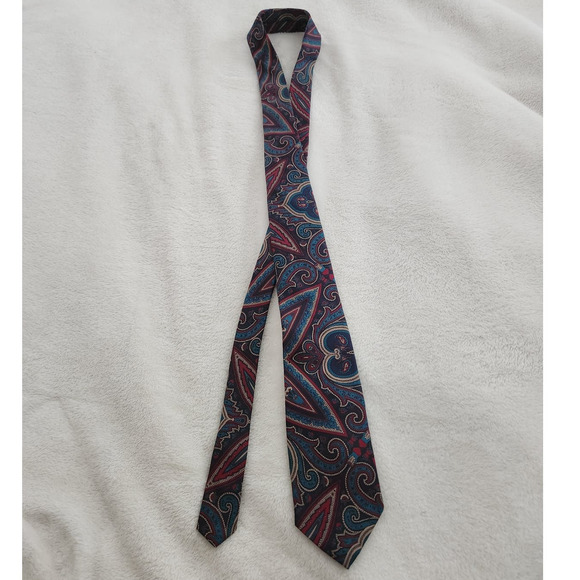 Vintage Pure Silk By Wembley Large Paisley Men's Tei 3"x54" - Picture 2 of 5